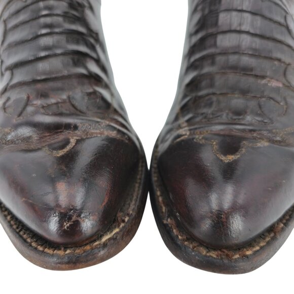 Lucchese 1883 Exotic Caiman Crocodile Inlay Cowboy Boots Mens 10D Brown Western - Picture 8 of 15